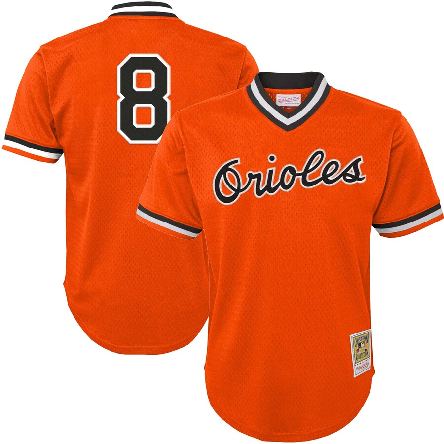 Cal Ripken Jr. Baltimore Orioles Mitchell&Ness Youth Cooperstown Collection Mesh Batting Practice Jersey Orange