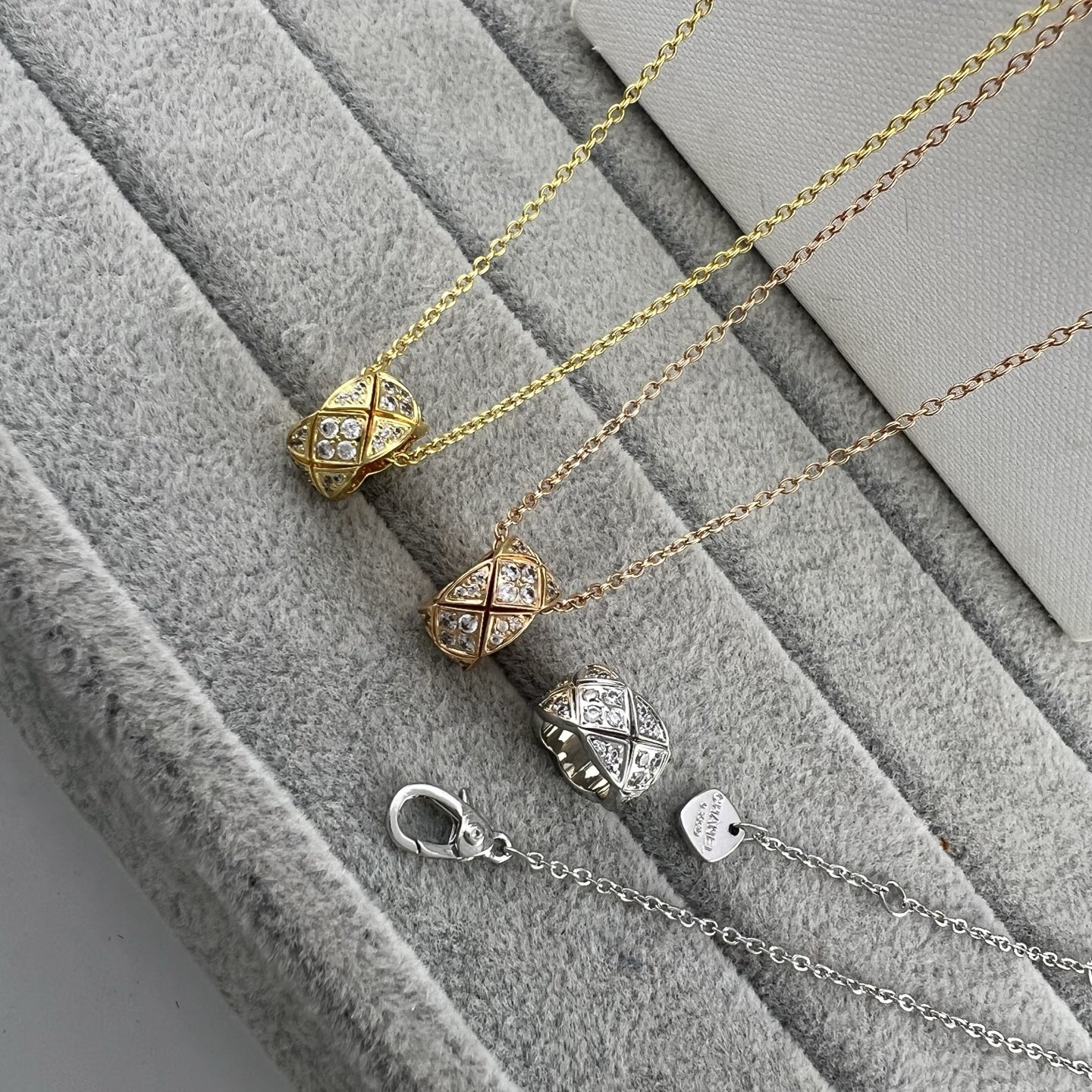 Large diamond-encrusted pendant necklace