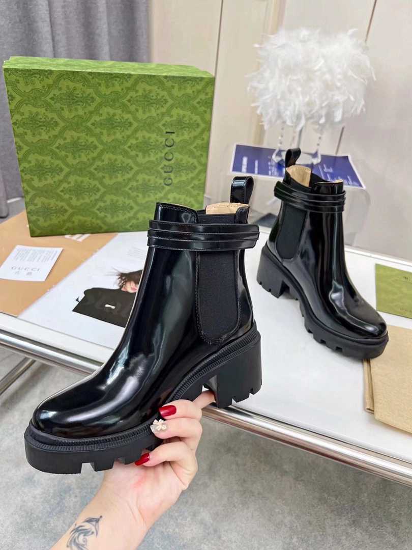 Gucci Mid Heel Boot With Logo Black? 734909 Aabk6 1000