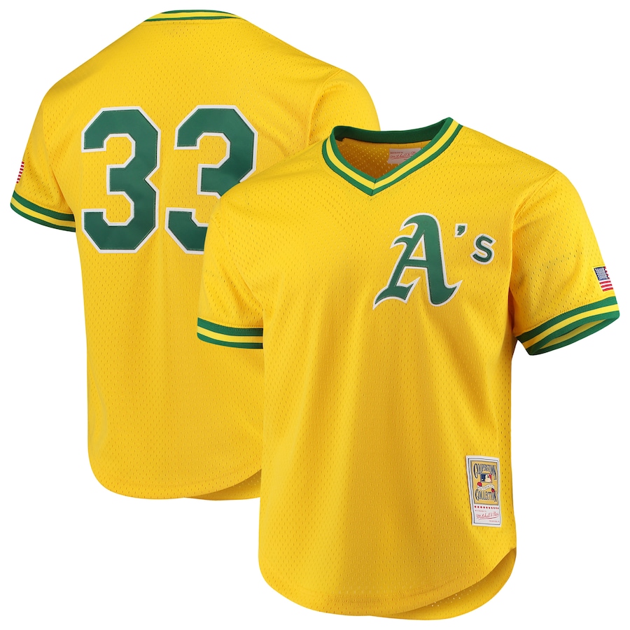 Jose Canseco Oakland Athletics Mitchell&Ness Cooperstown Collection Mesh Batting Practice Jersey Gold