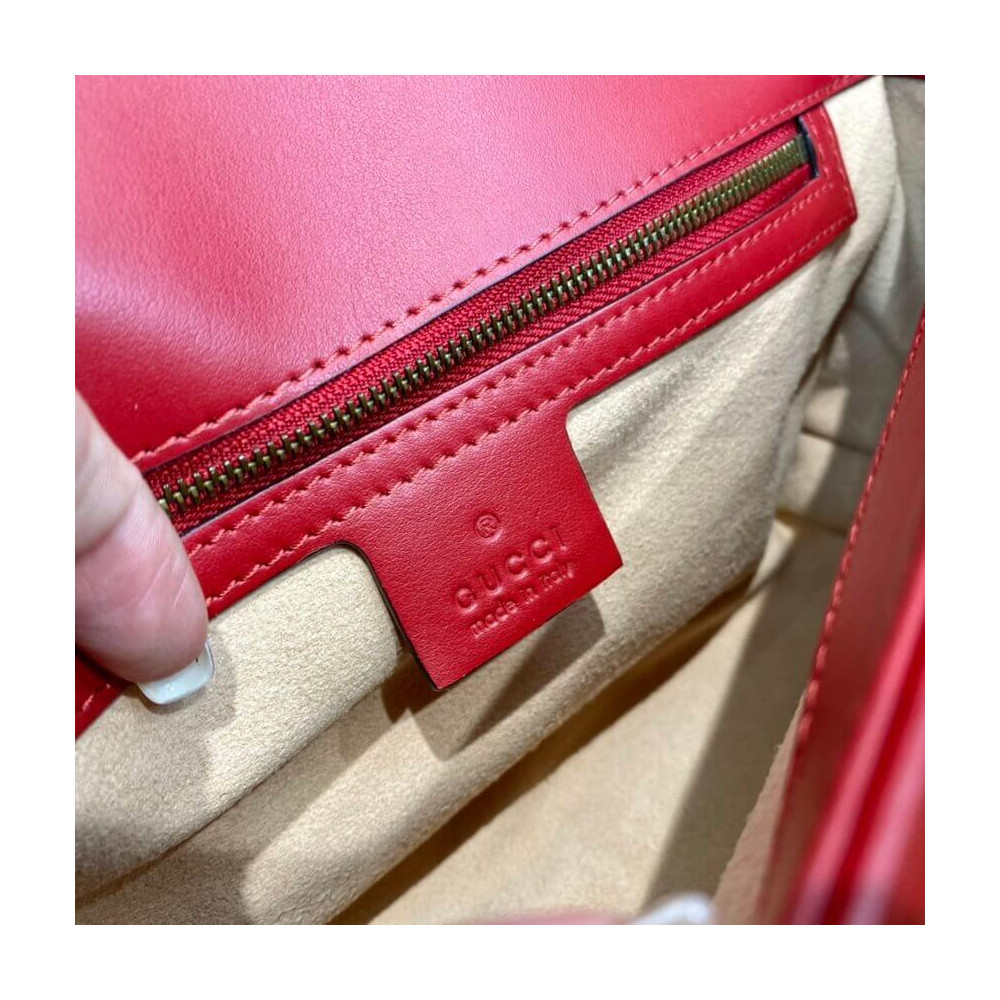 Gucci GG Marmont Matelasse Chevron Leather Small Shoulder Bag Red