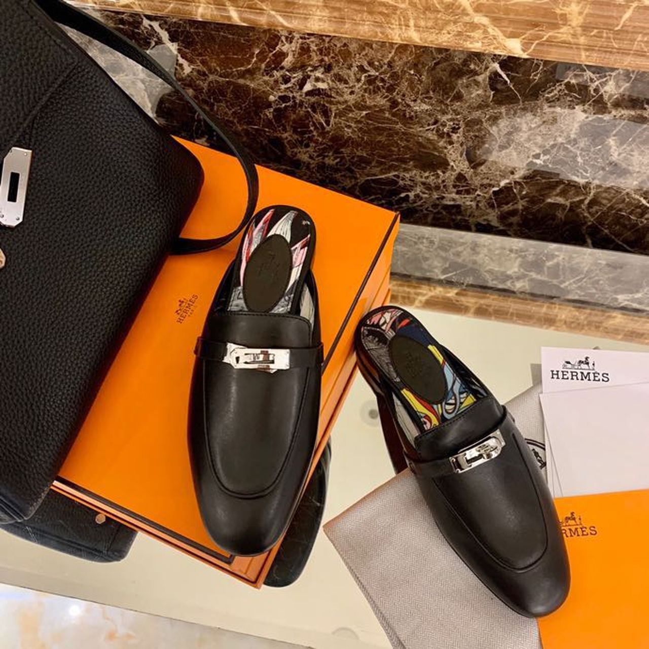 HERMES OZ MULE BLACK
