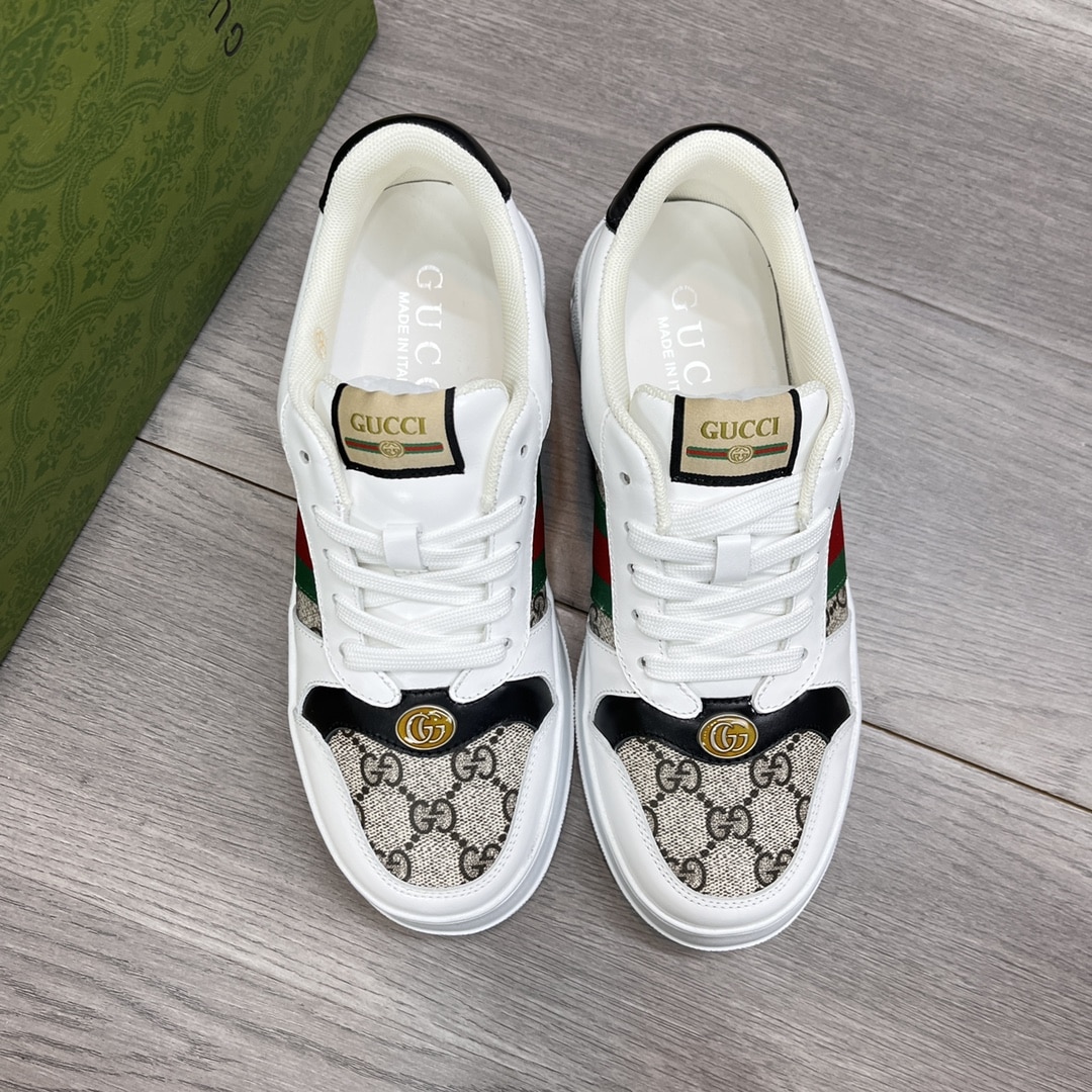 Gucci Screener Sneaker Gg Canvas With Web White