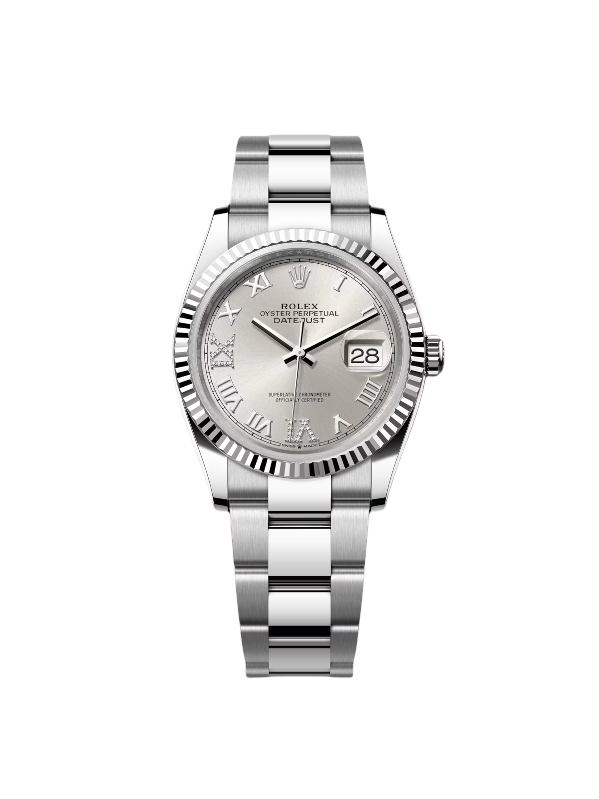 Rolex  Datejust 36mm 126234 White Roman Dial Oyster Stainless Steel Mens