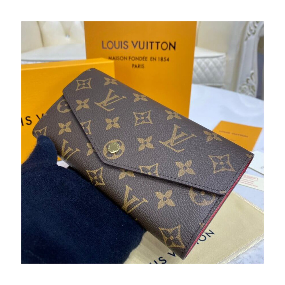 Louis Vuitton Monogram Cavas Sarah Wallet Red