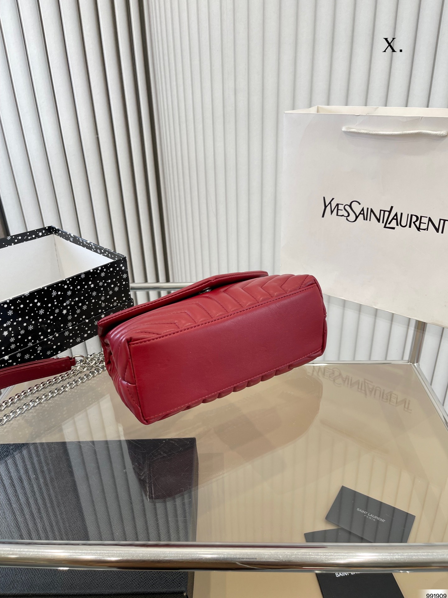 Saint Laurent Loulou Small Chain Bag In Quilted “Y” Leather Wine Red