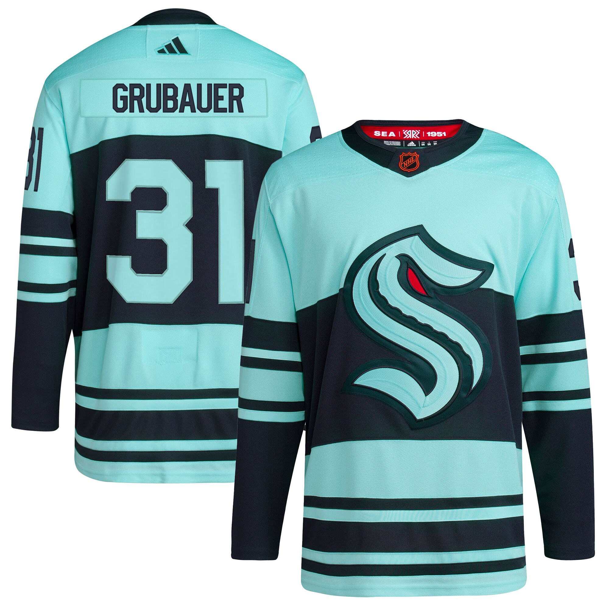 Philipp Grubauer Seattle Kraken adidas Reverse Retro 2.0 Authentic Player Jersey – Teal