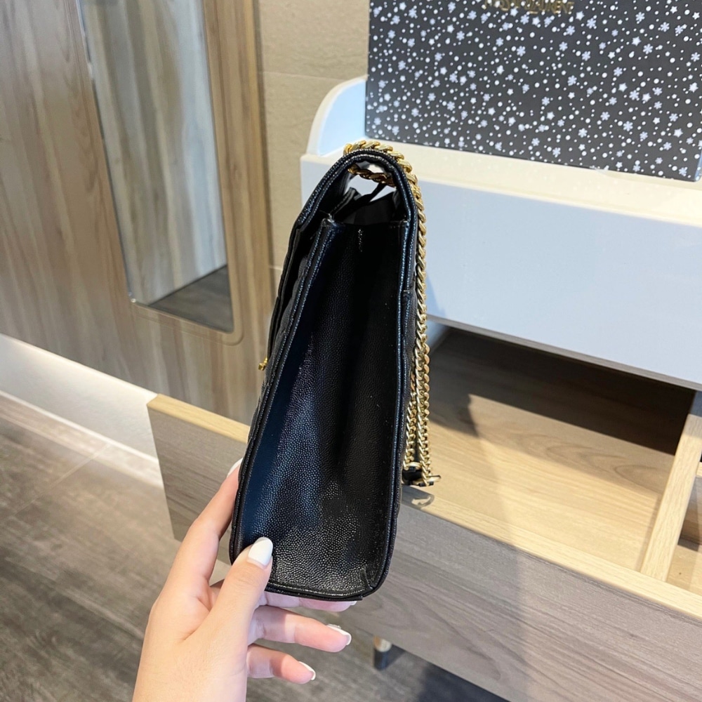 Saint Laurent Envelope Large Mix Matelassé Shoulder Bag Black 31cm 600166BOW911000