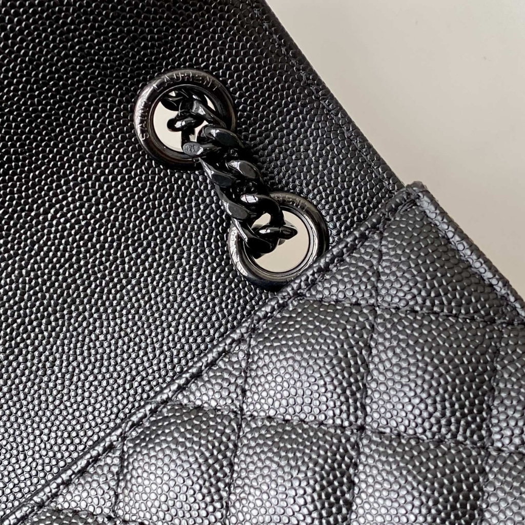 Saint Laurent Envelope Medium In Quilted Grain De Poudre Embossed Leather Black Noir 24cm 600185BOW981000