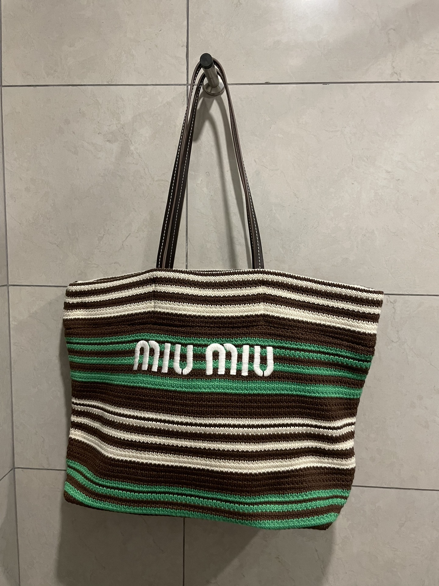 Miu Miu-Raffia woven tote bag