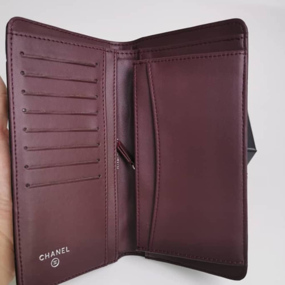 Chanel Quilted Classic Long Flap Wallet With Silver Hardware Black 19Cm