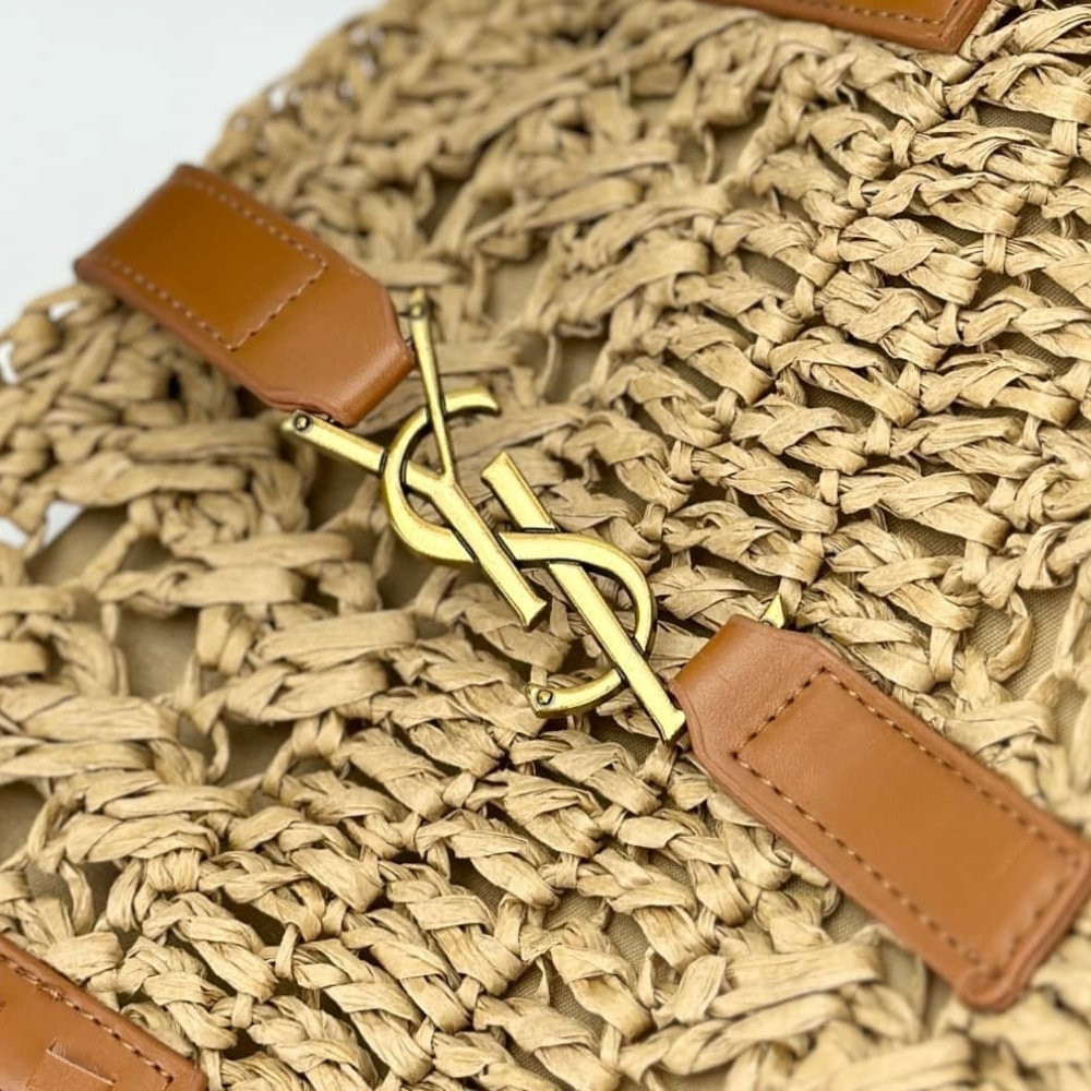 Saint Laurent Panier Raffia Natural Brown 39Cm 688221 Gaaac 2080