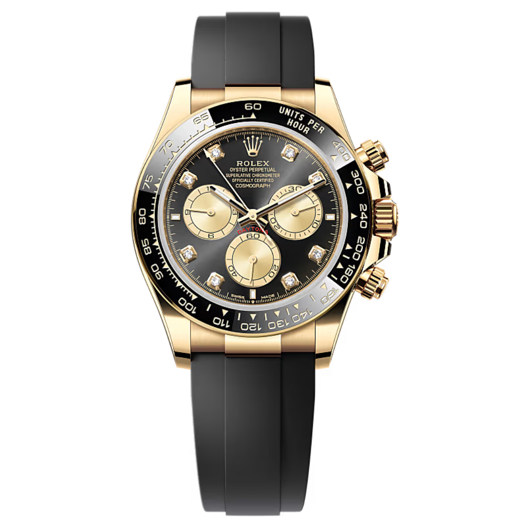Rolex Cosmograph Daytona 126518LN Yellow Gold Oysterflex Diamond Black Dial