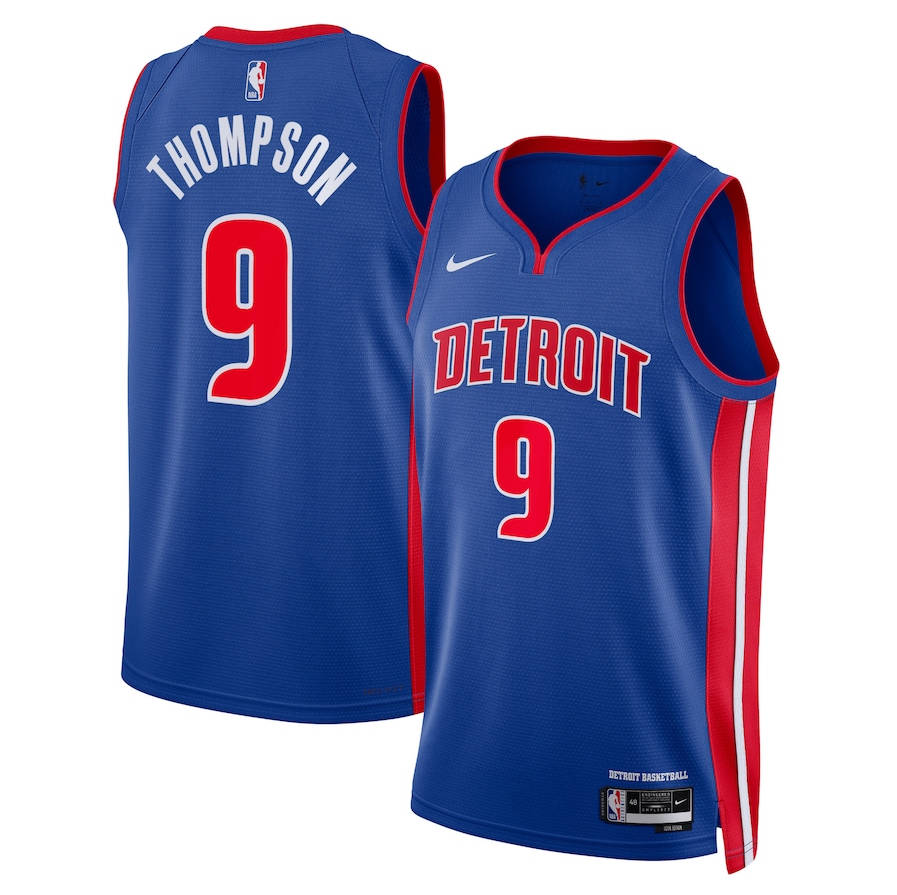 Detroit Pistons Jersey Blue Ausar Thompson  Unisex 2023 Draft Pick