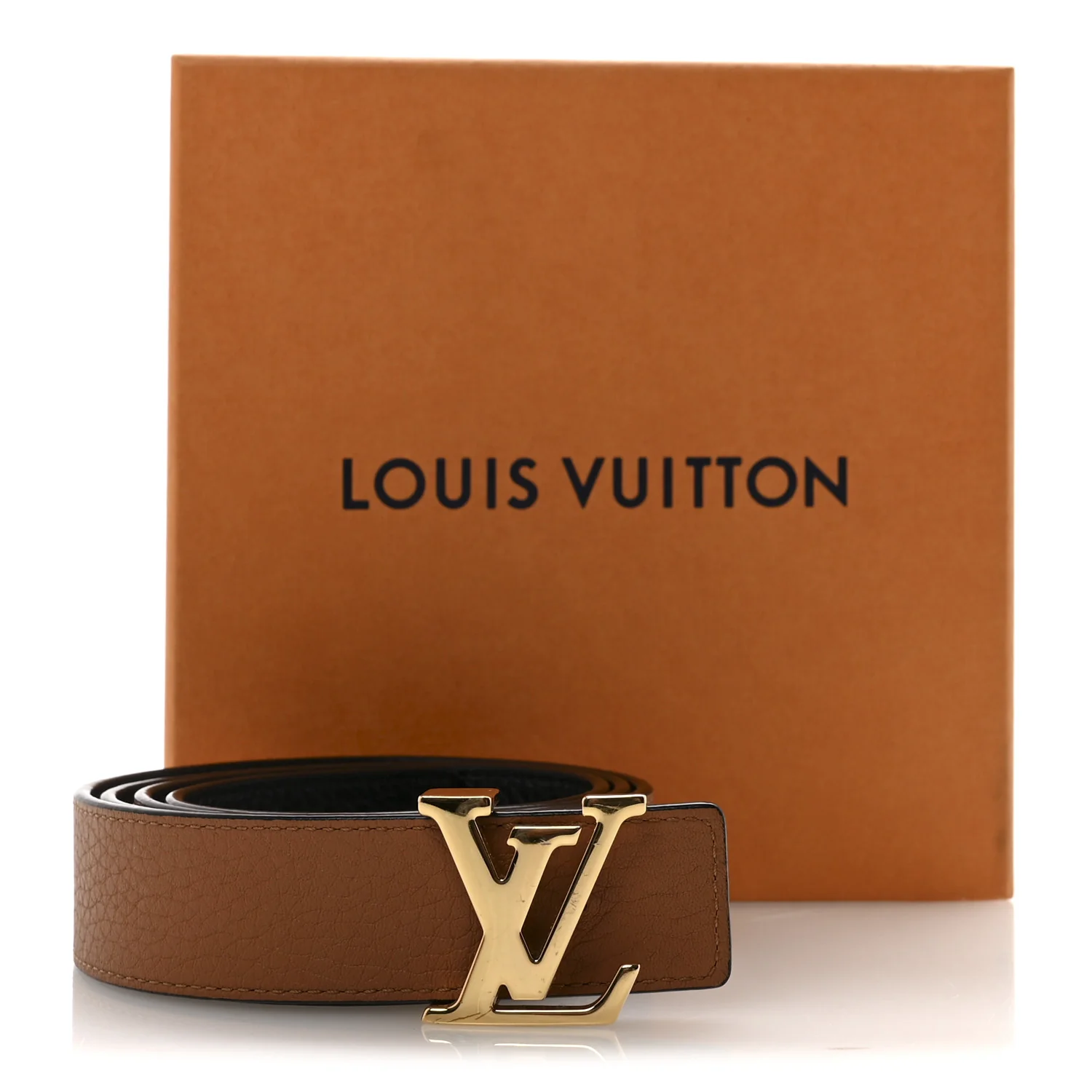 Taurillon Calfskin 30mm LV Initiales Reversible Belt 85 34 Black
