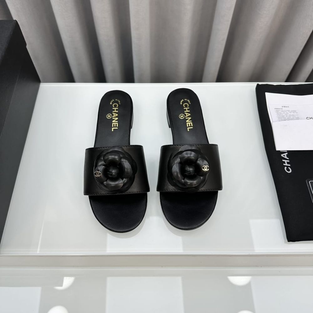 Chanel CC Mules With Camellia In Black G45499 X01000 94305