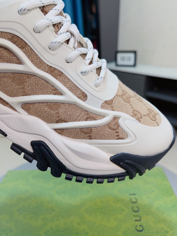 Gucci Gg Men?S Sneaker Rubber Leather Beige