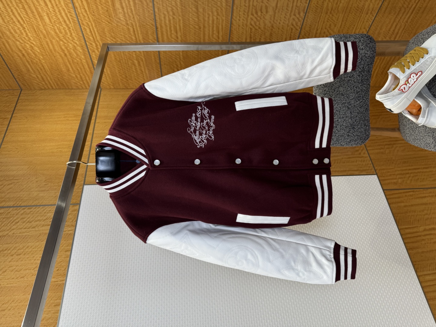 LOUIS VUITTON Color-Block Striped Embroidered Baseball Jacket