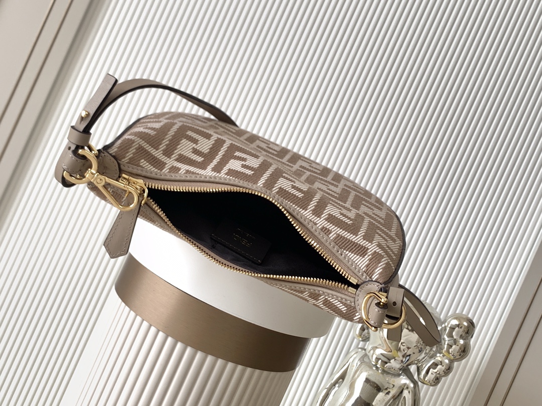 Fendigraphy Mini Dove grey denim-effect FF jacquard mini-bag