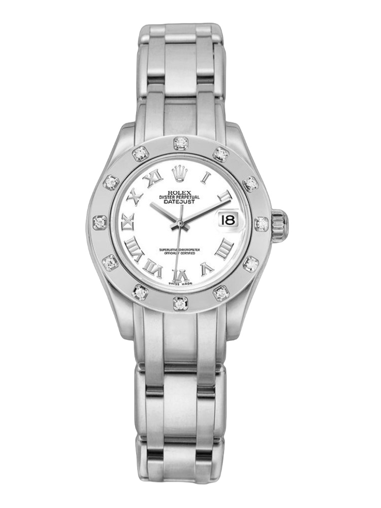 【Super Clone】Rolex Pearlmaster 80319 White Roman Dial 29MM Lady Replica Watch