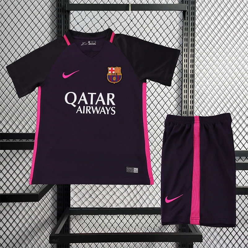 Retro kids 2016-17 Kids Barcelona away MESSI PIQUE XAVI A.INISTA SUAREZ NEYMAR JR Football jersey retro