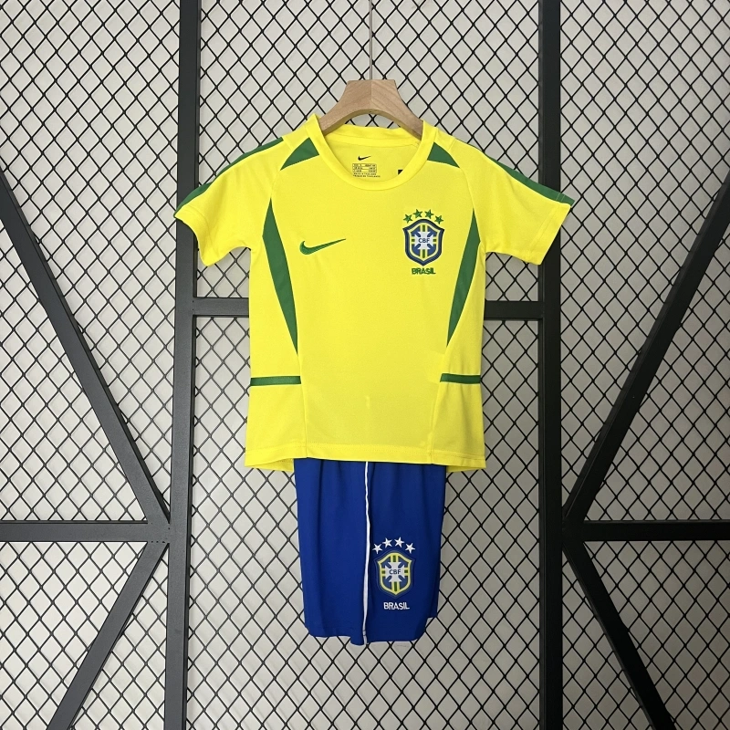 retro kids 2002 kids Brazil home football jersey retro