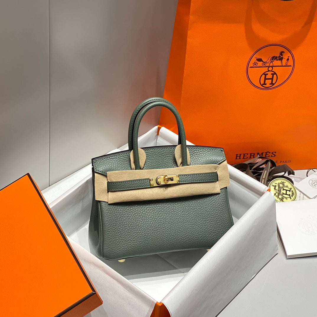 Hermes Birkin 20Cm Vert Amande Togo Leather Gold Hardware