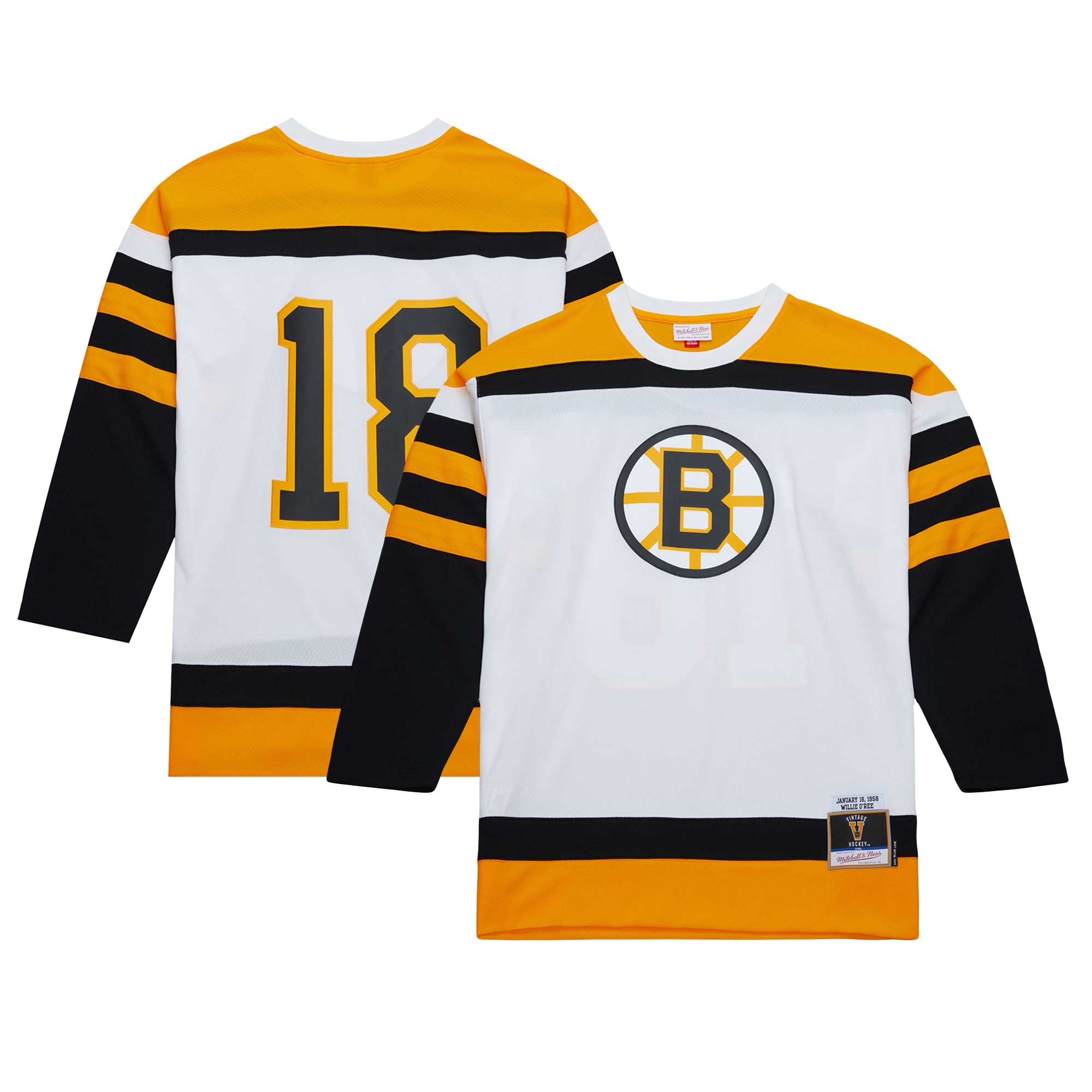 Willie O’Ree Boston Bruins Mitchell & Ness 1958 Blue Line Player Jersey – White