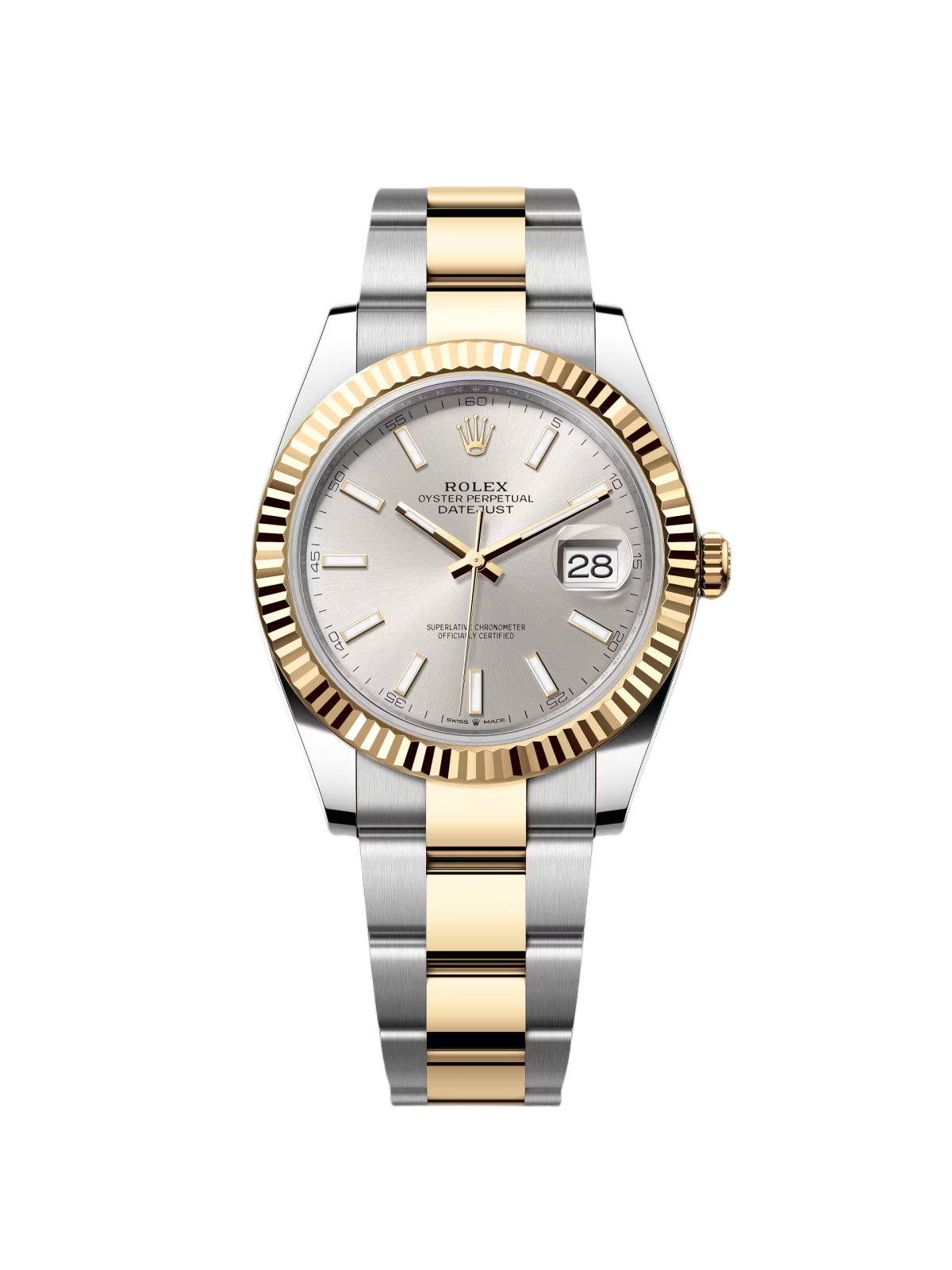 Rolex  Datejust 41mm 126333 Silver Index Oyster Steel and Yellow Gold Mens Watch