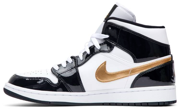 Air Jordan 1 Mid Patent Black Gold 852542-007