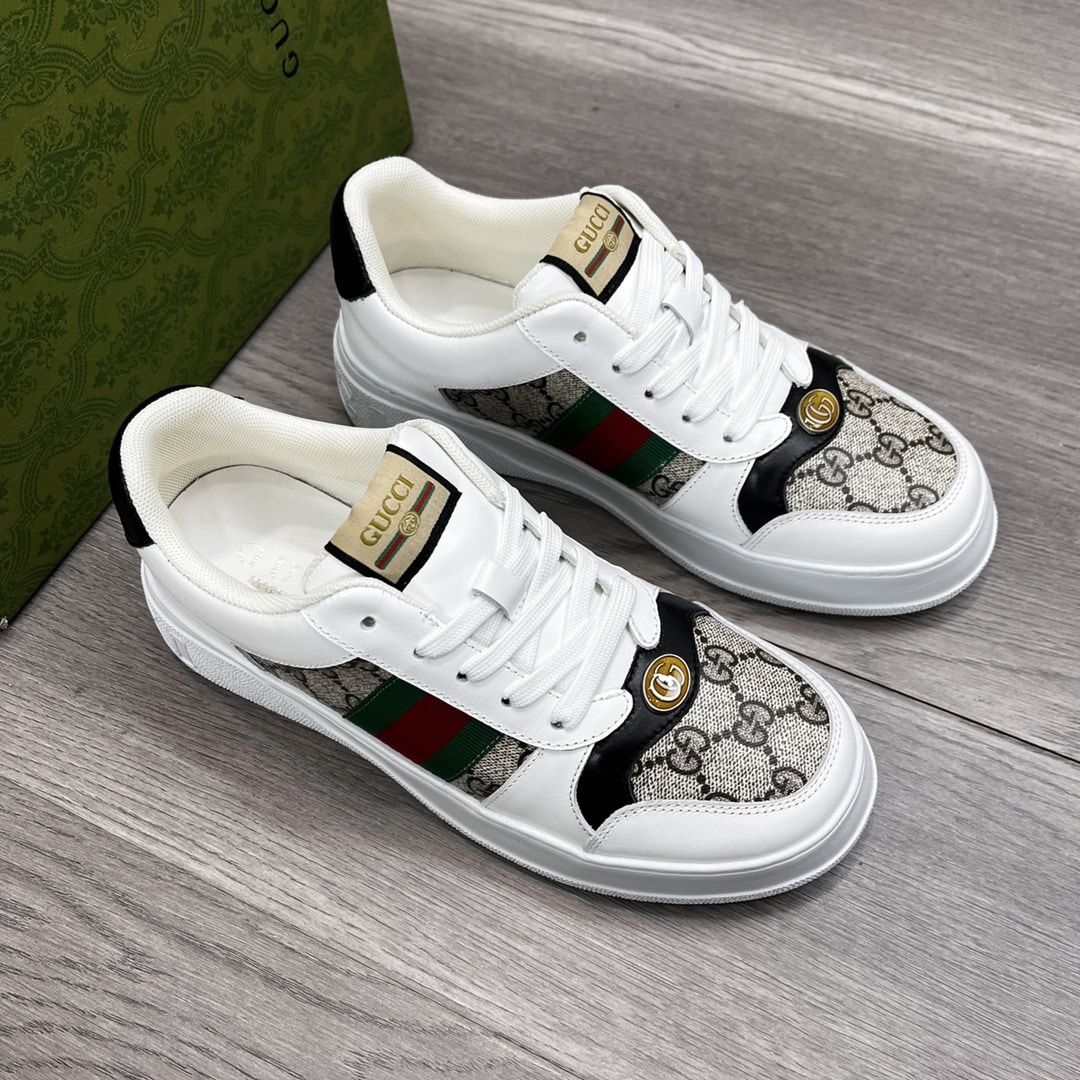 Gucci Screener Sneaker Gg Canvas With Web White