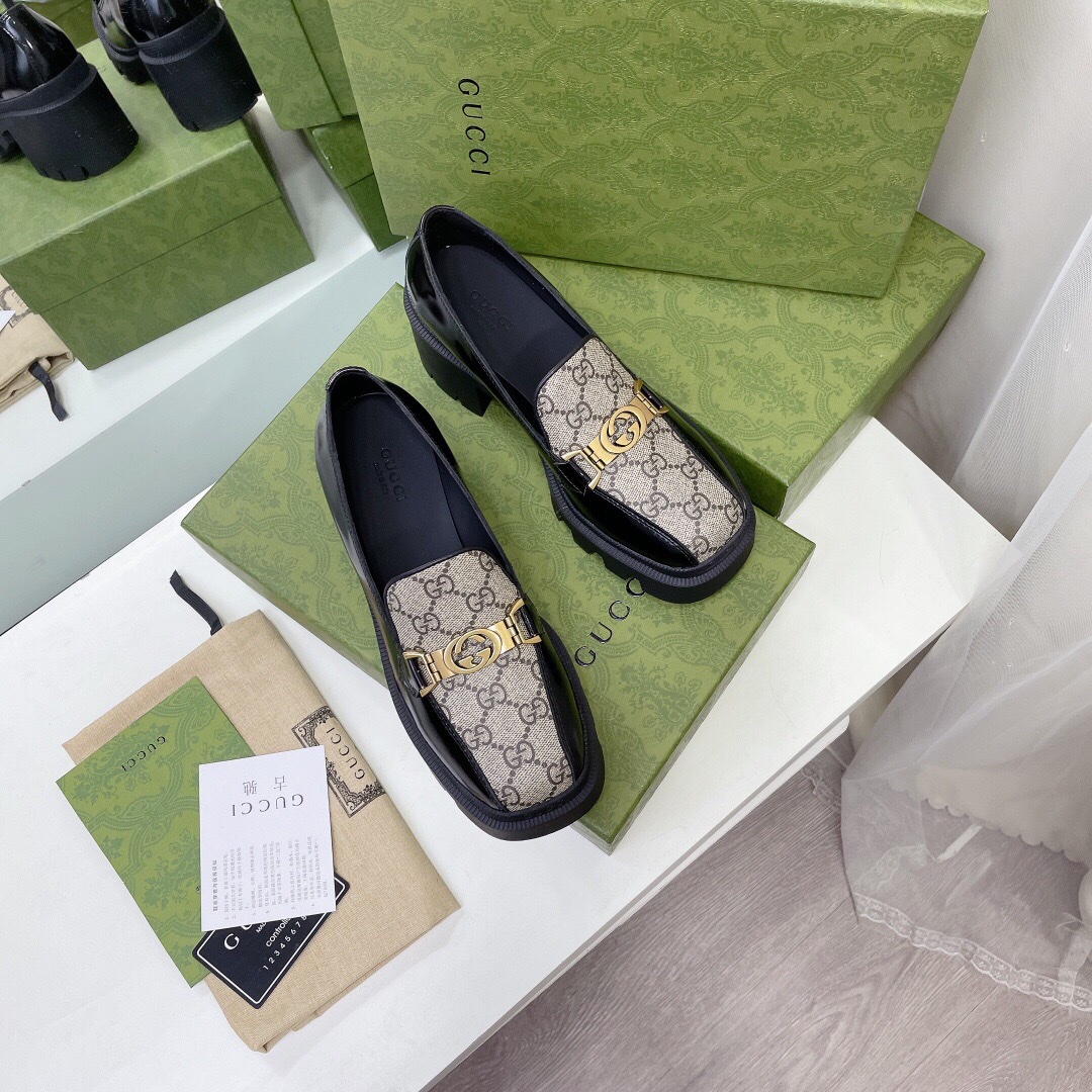 Gucci Ladies Interlocking Double G Loafers 670417 Dksm0 1063