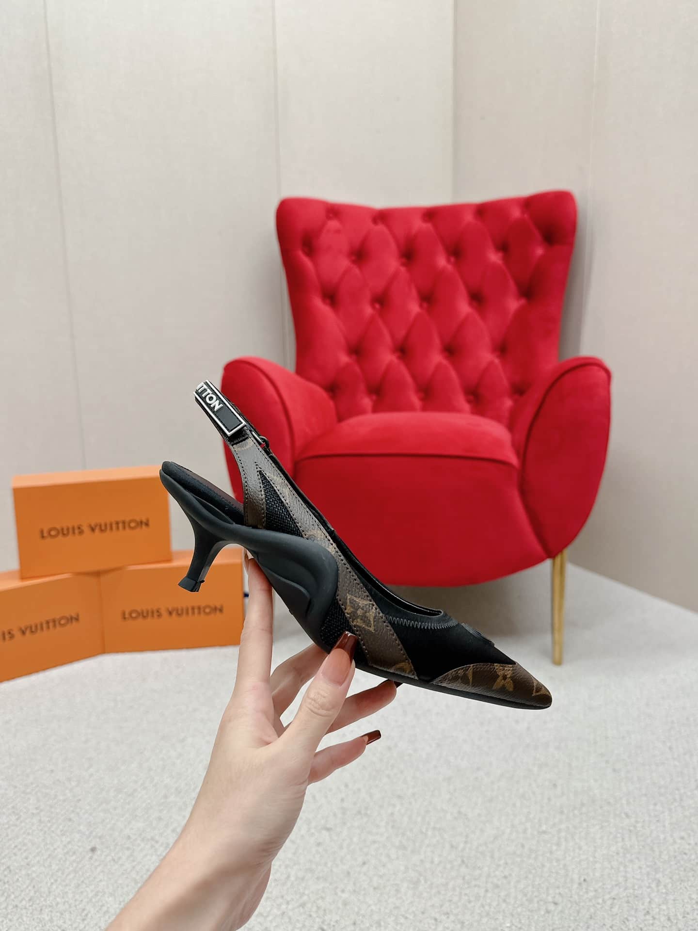 Louis Vuitton Archlight Slingback Pump Black And Brown 1Aadgj