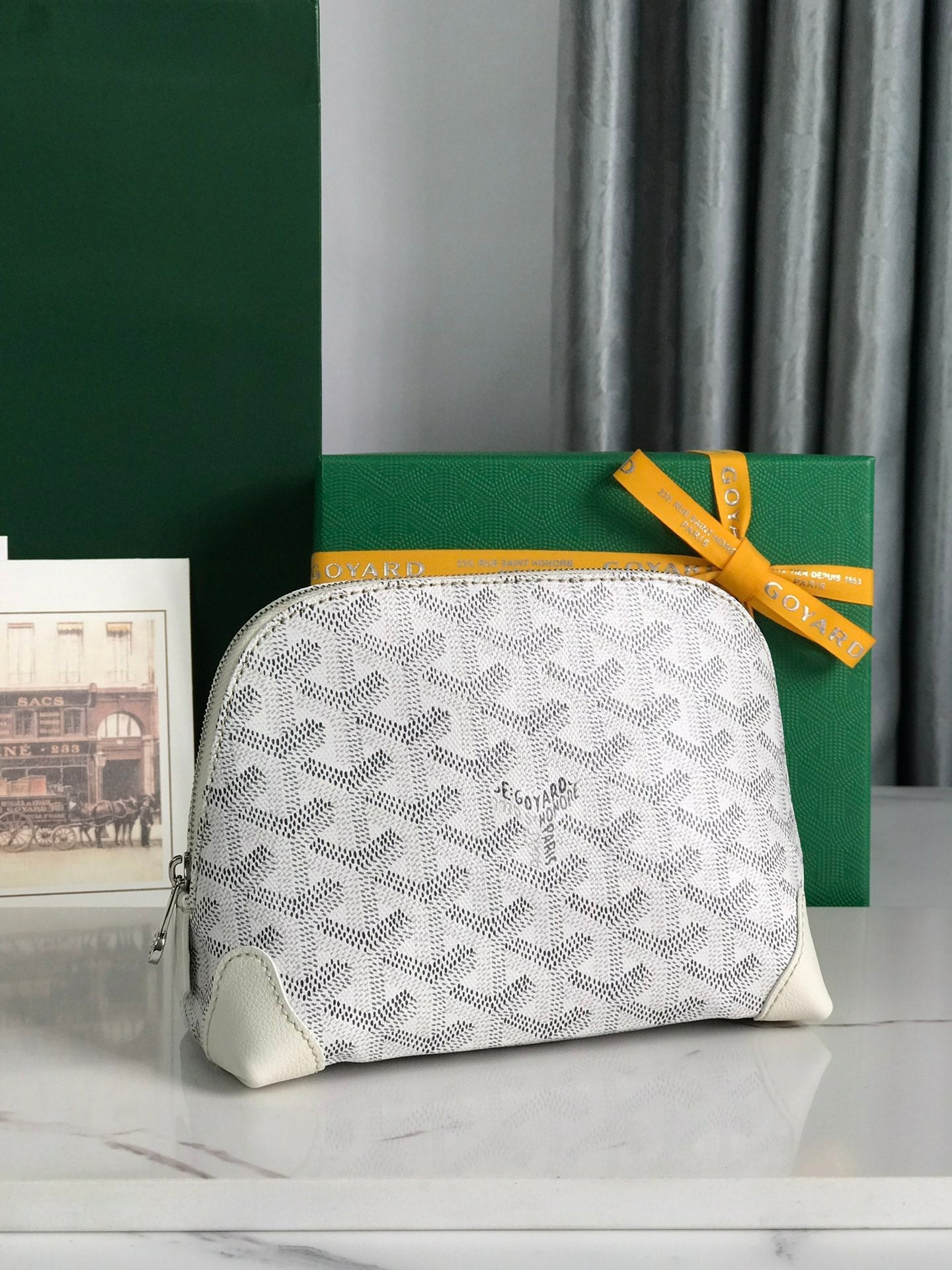 Goyard Vendôme Cosmetic Pouch 17cm White Goyardine Canvas And Calfskin Trim