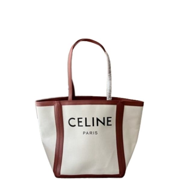 CELINE LARGE SQUARE IN TEXTILE WITH PRINT AND CALFSKIN BROWN 48CM