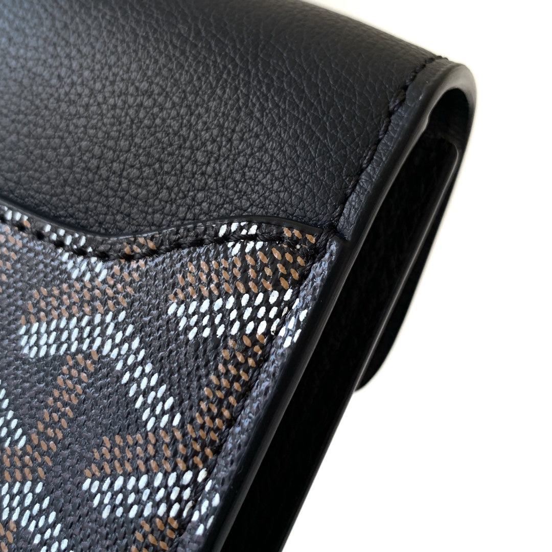Goyard Chypre Wallet-Pouch 21 Cm Black Goyardine Canvas And Calfskin