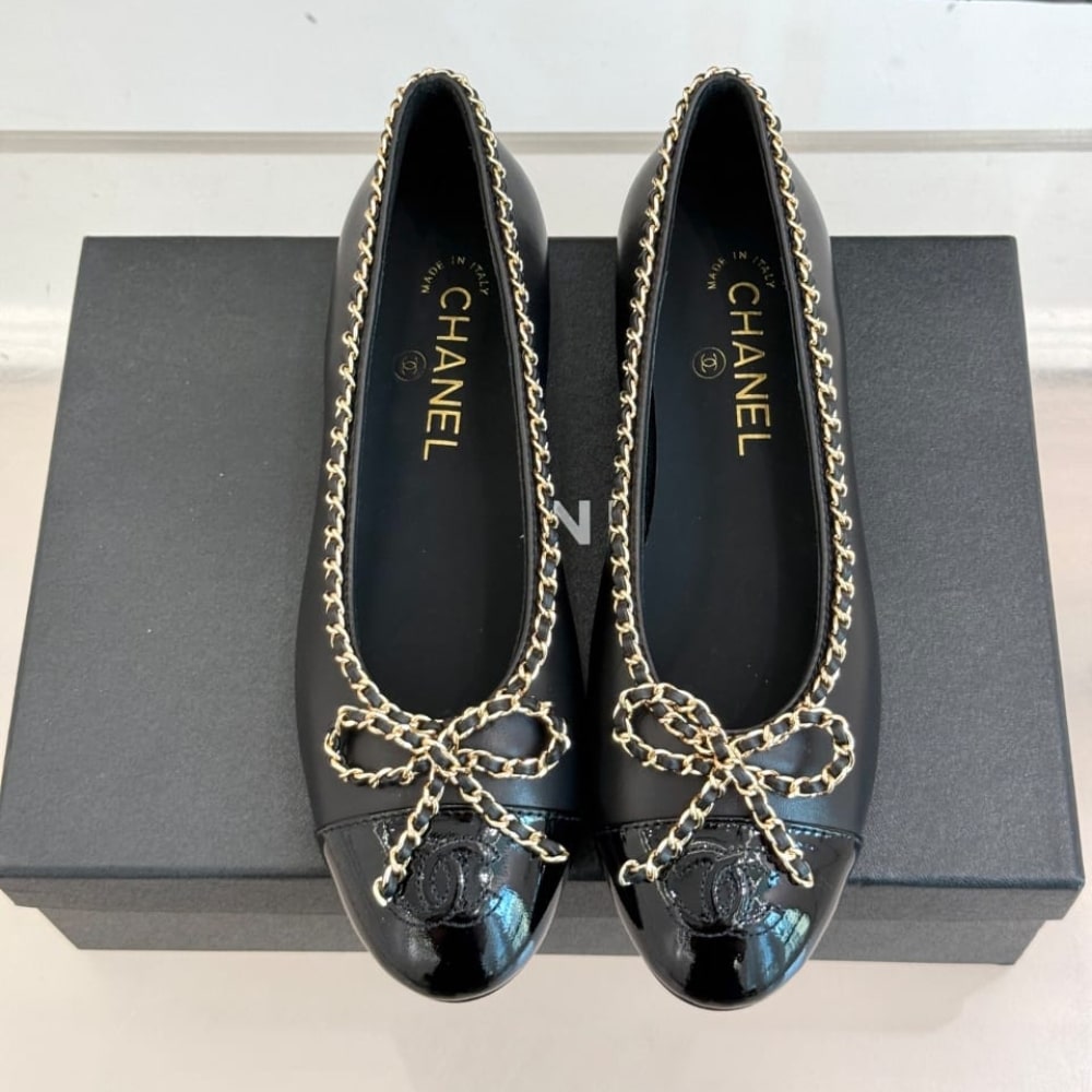 Chanel Ballet Flats Black Leather G46663 B21588 94305