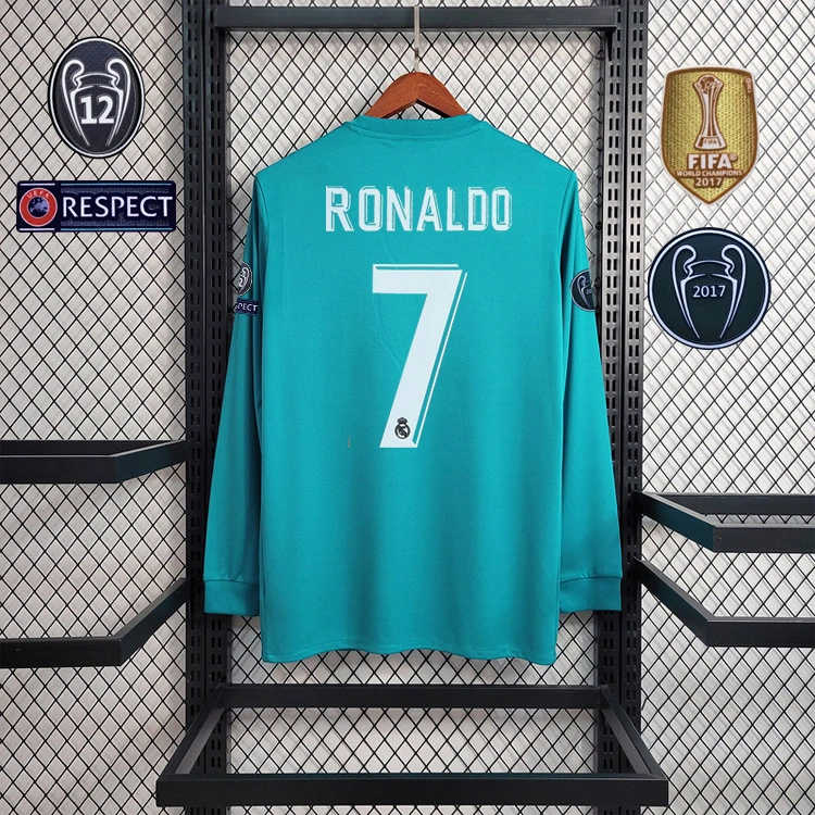 Retro Long Sleeve 2017-18 Real Madrid Second Guest RONALDO Benzema BALE Sergio Ramos ISCO KROOS MODRIC Football jersey retro