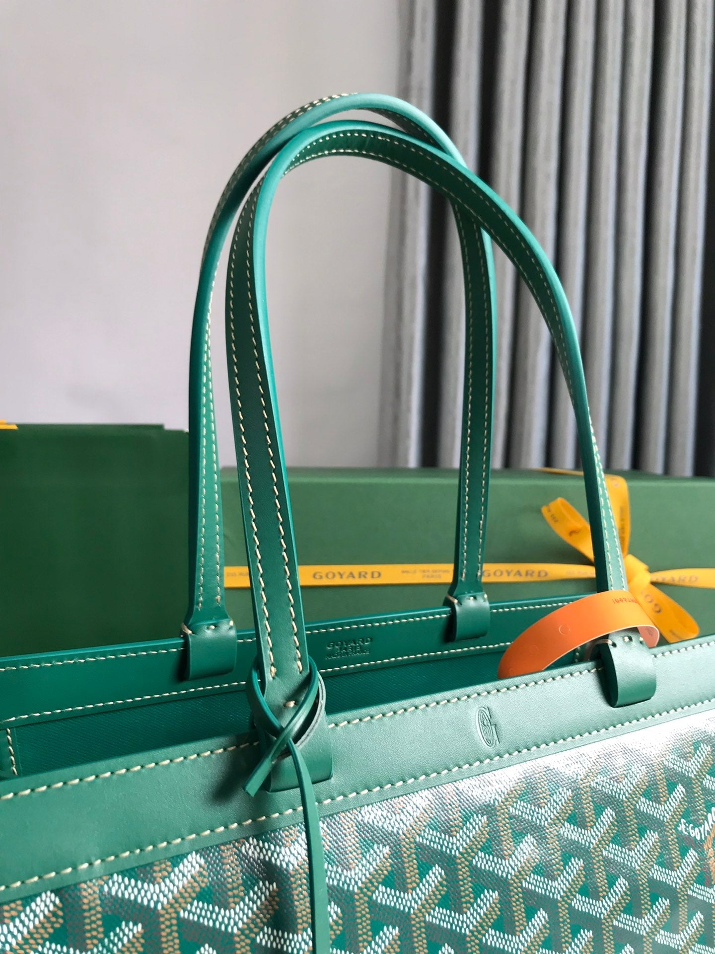 Goyard Bellechasse Biaude Pm Bag 36cm Green Goyardine Canvas And Calfskin Trim