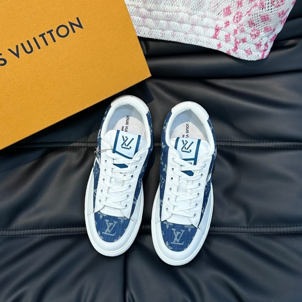 Louis Vuitton Charlie Trainers Monogram Denim White Blue 1AAW2G