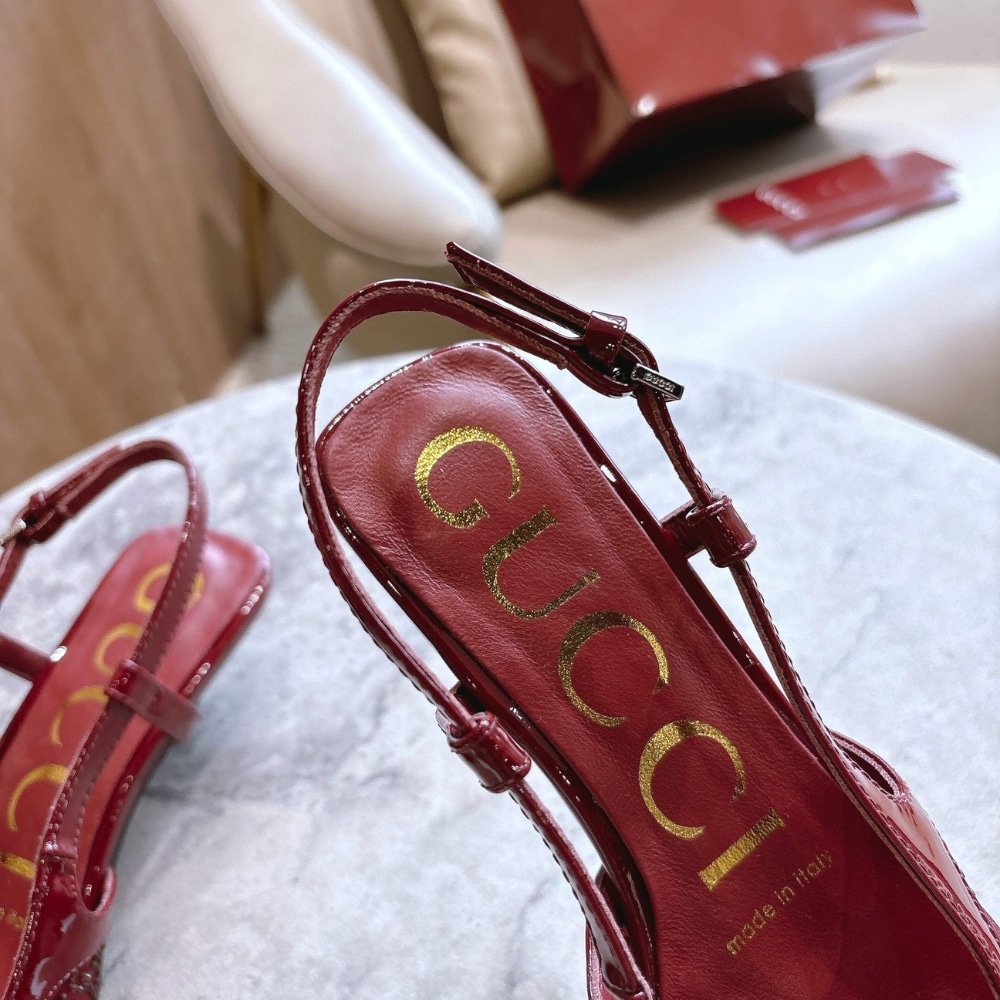 Gucci Women Gg Crystal Slingback Pump Red Mesh ‎‎674668 Faeq0 6255