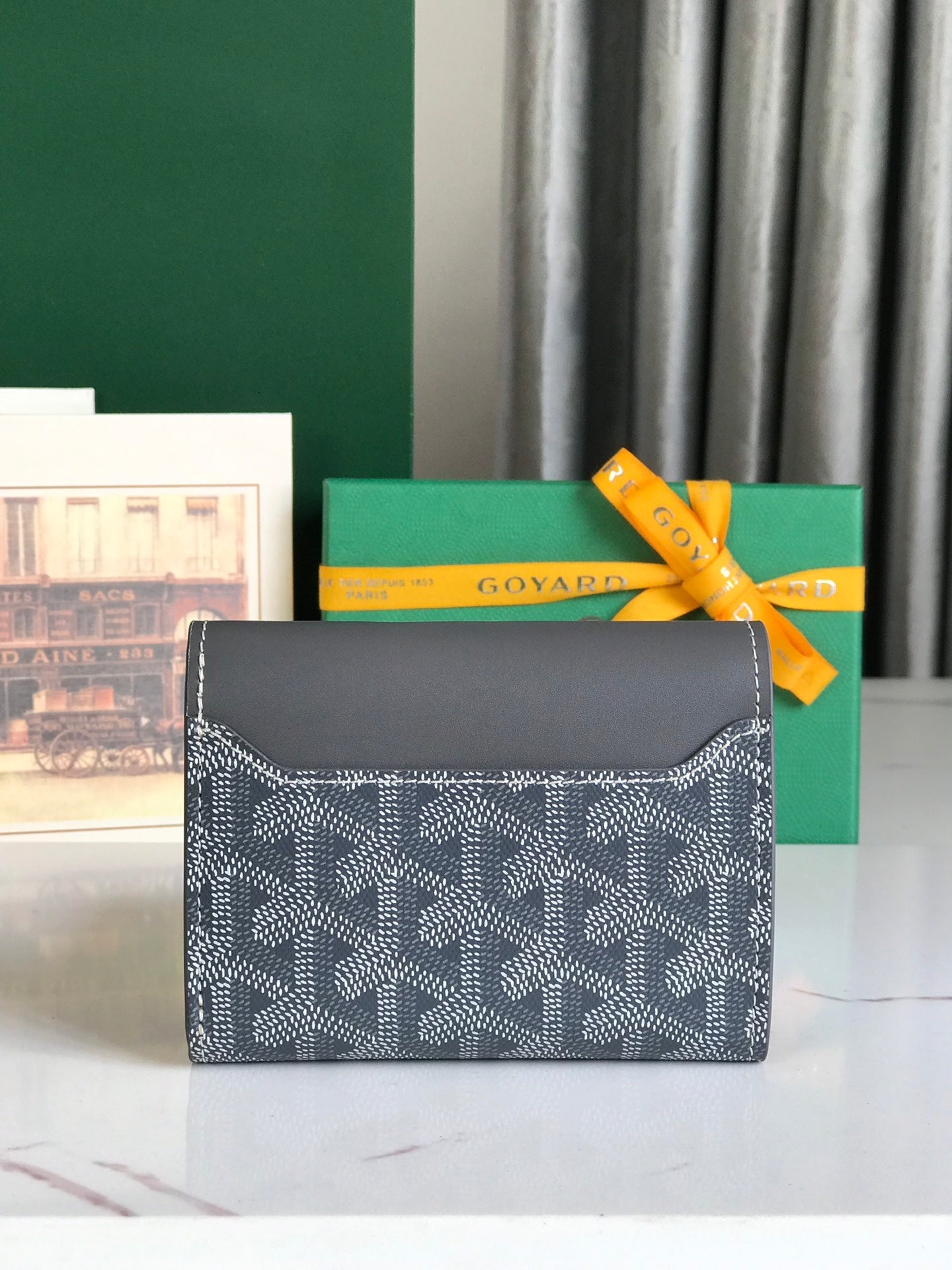 Goyard Saint-Gabriel Wallet 12 Cm Gray Calfskin And Goyardine Canvas