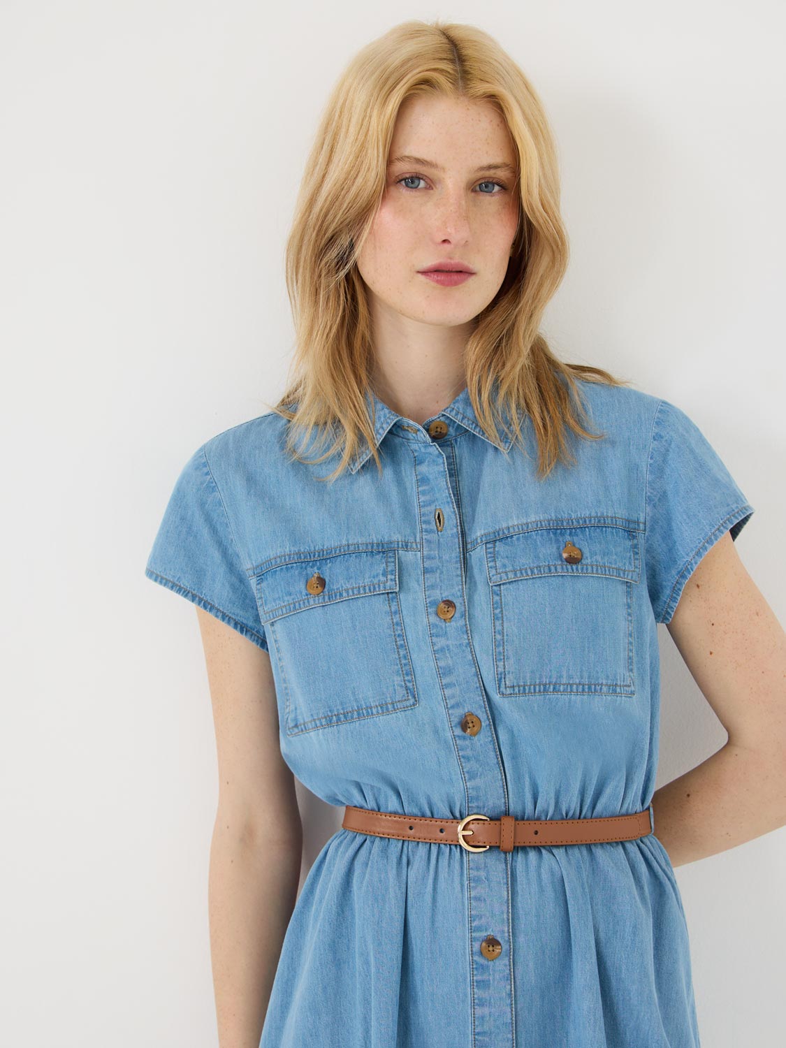 Denim Midi Shirt Dress