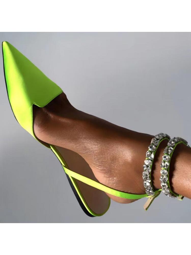 Solid Rhinestone Pointed Flats