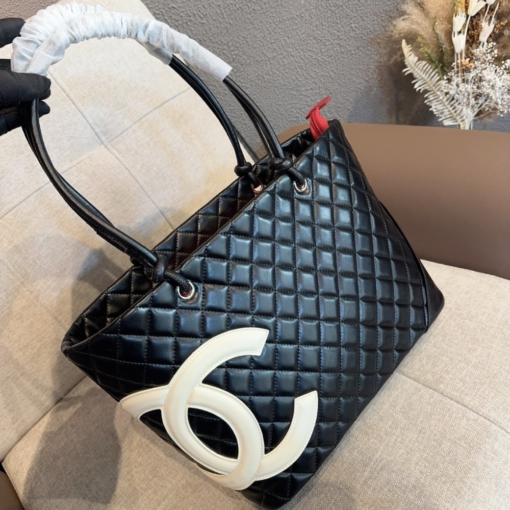 Chanel Cambon Line Medium Tote Bag In Black 28cm