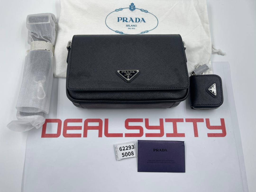 Prada Saffiano Leather Shoulder Bag 22Cm