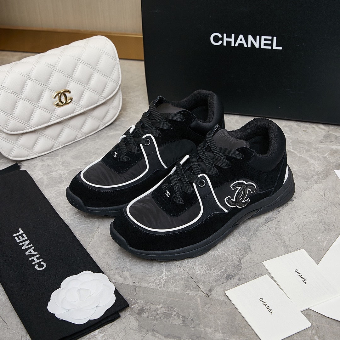 Chanel Suede Reflective Sneakers Black
