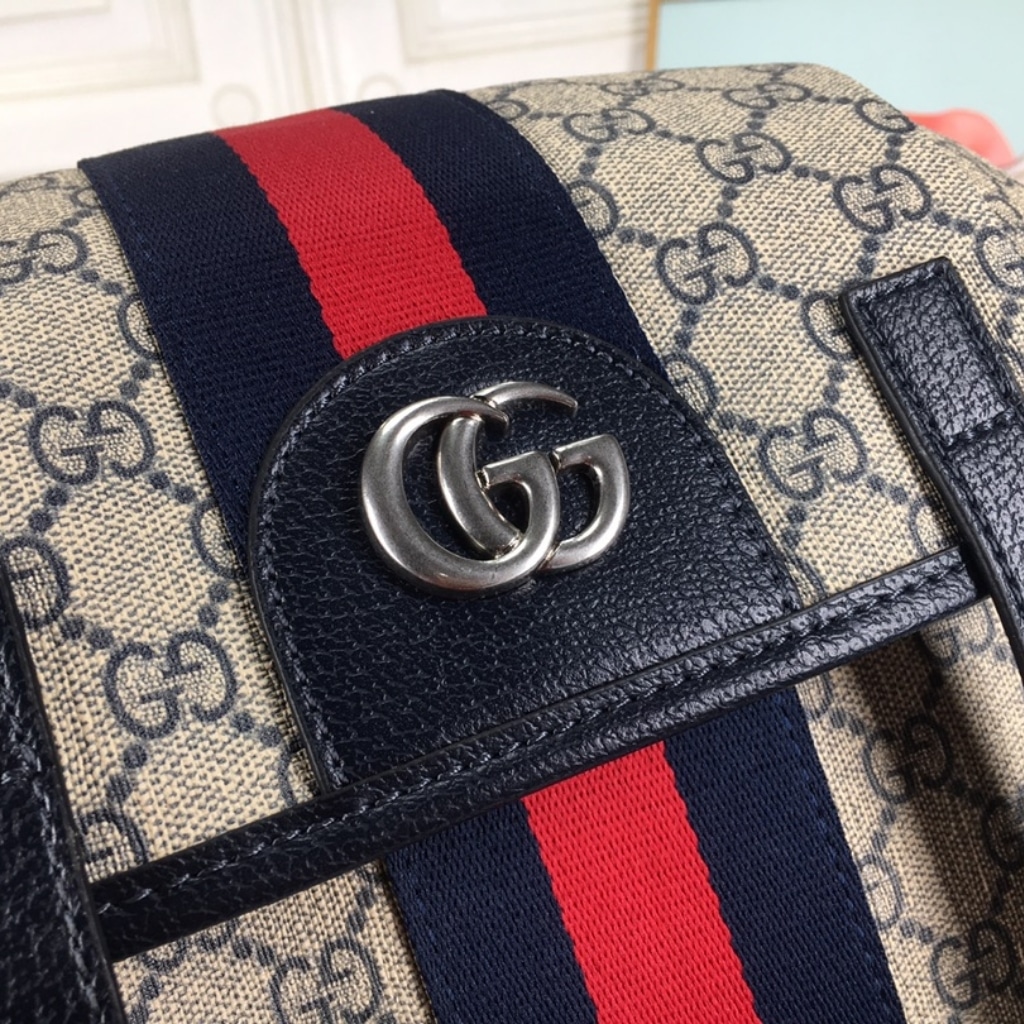 Gucci Ophidia GG Medium Backpack Beige Blue GG Supreme 40cm 598140 HUHAN 4079