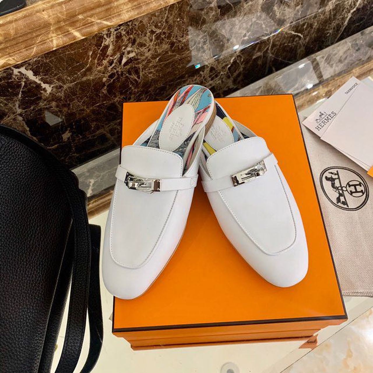 HERMES OZ MULE WHITE