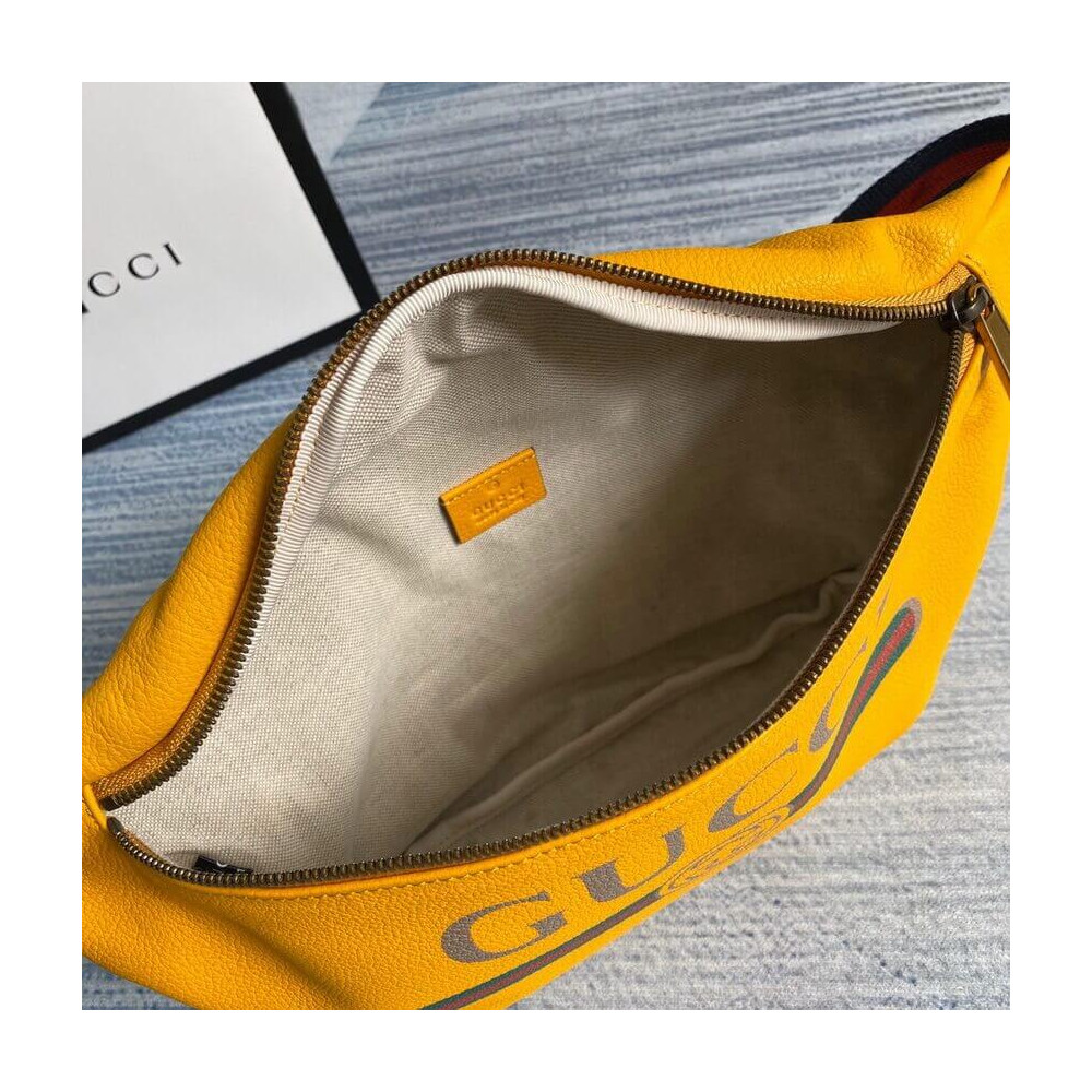 Gucci Print Leather Belt Bag Yellow